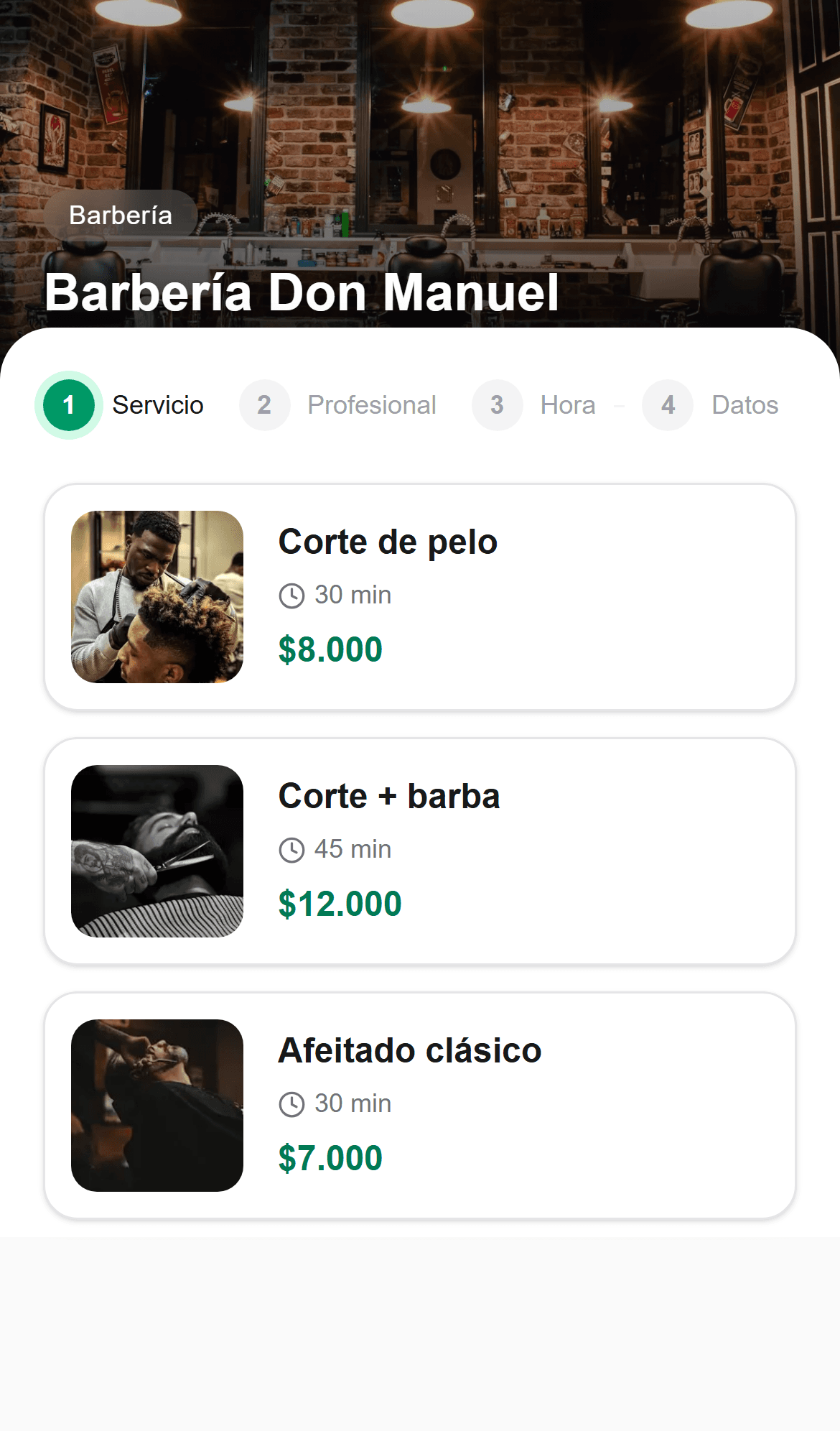 Reservando un corte en una barbería